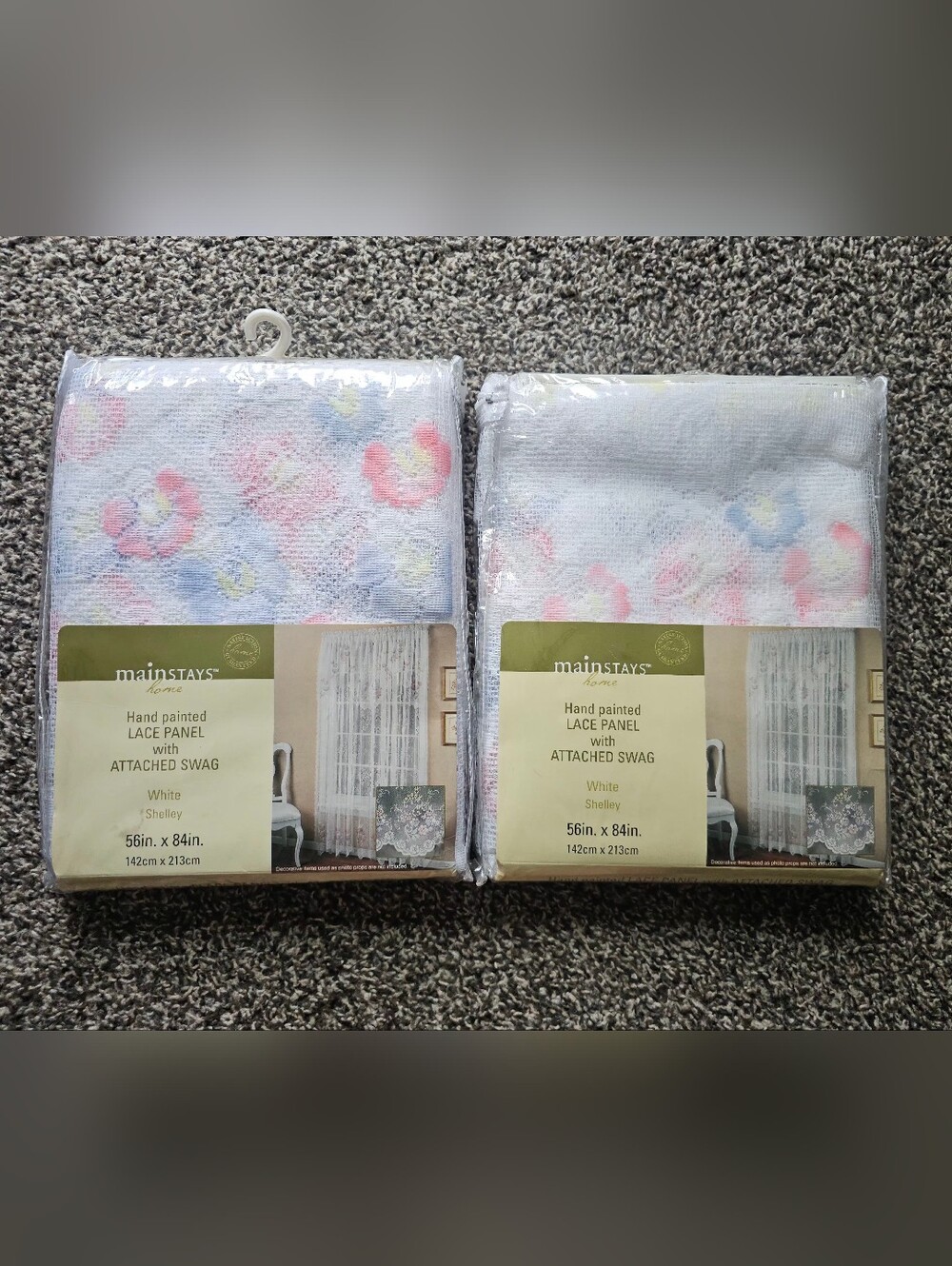 2 New Mainstays Home Hand Painted Lace Panels